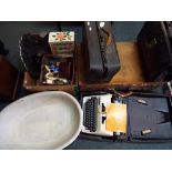 A good mixed lot to include a vintage baby bath, vintage suitcase and doctor's bag,