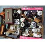 Two boxes containing a good mixed lot to include a Rolls Royce razor, a Remington vintage shaver,