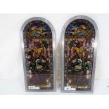 Two decorative stained glass panels 38 cm in height - This lot MUST be paid for and collected,