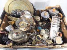A large mixed lot of plated ware, brassware and similar - This lot MUST be paid for and collected,