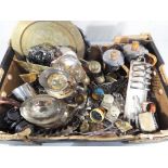 A large mixed lot of plated ware, brassware and similar - This lot MUST be paid for and collected,