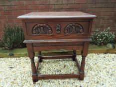 Old Charm by Wood Brothers - a Tudor oak side table with single drawer,