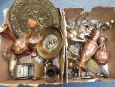 A good lot containing two boxes of brass
