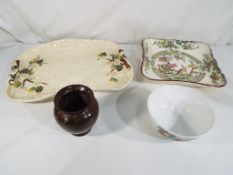 A good lot to include a Royal Doulton dish, a hand-painted Asian bowl,