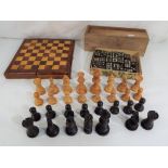 31 carved wooden chess pieces with 9.