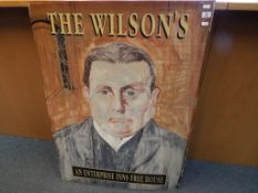 A hand painted double sided public house sign from The Wilson's, an Enterprise Inns free house,