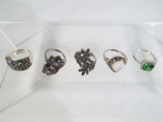 Five silver fashion rings all stamped 925 Est £20 - £40 - This lot MUST be paid for and collected,