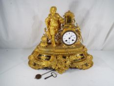 A good late 19th century French ormolu cased mantel clock in the form of a decorative pedestal with