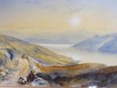 A watercolour depicting a landscape scene entitled Loch Lomond looking North by J B Smith dated