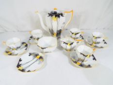 Shelley - a fourteen piece Shelley coffee set in the Tall Trees pattern in yellow and black,