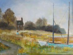 An oil on canvas depicting Heswall Creek signed lower right Kevin Riley,