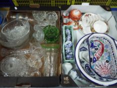 Two boxes containing a quantity of glassware and ceramics to include Royal Albert Old Country Roses,