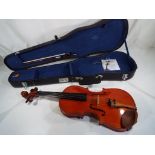 A beginner's violin, the paper label within marked 'The Stentor Student Violin' # MV007,