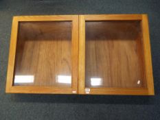 A good quality twin compartment display cabinet with hinged transparent lid, 23 cm x 113 cm x 63 cm.