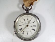 A Victorian silver hallmarked centre seconds chronograph, Chester assay 1888,