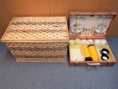A good quality picnic basket and vintage Brexton picnic set in case (2) Est £30 - £50 - This lot