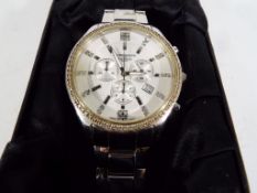 A Diamond & Co a chronograph stainless steel gentleman's watch, ref: DC046, with silvered dial,