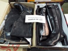 Two pairs of Cento designer boots, European size 36 and European size 38 in black and grey,