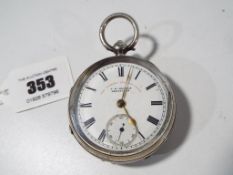 A gentleman's hallmarked silver cased pocket watch, Chester assay 1897,