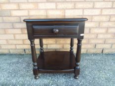 An dark oak Ercol single drawer side table approx 54cm x 47cm x 44cm Est £20 - £40 - This lot MUST