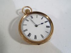 LOT WITHDRAWN - A decorative 9 carat gold cased lady's pocket watch,