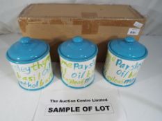 Ten boxes of ceramic herb lidded jars all unused (10) - This lot MUST be paid for and collected,