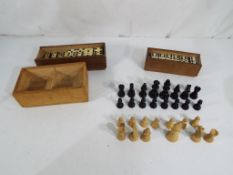 29 carved wooden chess pieces with 6 cm