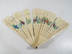 A Chinese Carved Ivory Brise Fan,