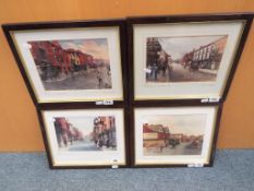 Four limited edition prints of works by Pat Winnington depicting street scenes from Warrington,