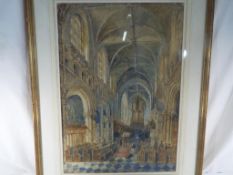 William Tasker - a watercolour by William Tasker depicting the inside of Chester Cathedral,