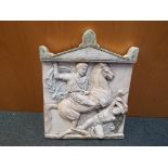 A large plaster wall plaque by Ergani, Athens, approximate size 56 cm x 44 cm.