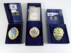 Halcyon Days Enamels - three boxed Halcyon Days enamels one commemorating the Millennium,