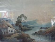 Henry Magenis (English, 19th century) - a watercolour depicting a lakeside scene by H Magenis,