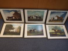 Six prints depicting equestrian scenes entitled Riddlesworth, Gimcrack, Lottery, Plenipotentiary,