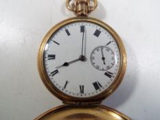 A gentleman's gold plated hunter style pocket watch,