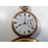 A gentleman's gold plated hunter style pocket watch,