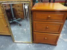A Stag three door cabinet 70 cm x 46 cm x 46 cm, also included in the lot is a gilt framed mirror.