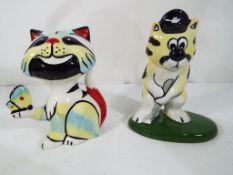 Lorna Bailey - two Lorna Bailey cat figurines entitled The Golfing Cat and The Butterfly Cat.