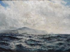 A framed oil on canvas by Arthur Cox entitled Steamships at Sea signed lower left by the artist,