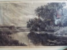 A large antique etching depicting the Meadow Pool signed in pencil to the margin David Law,