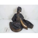 A good quality Austin bronze sculpture depicting a Japanese lady entitled Mountain Dreamer,