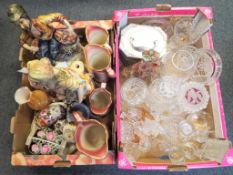 Two boxes containing a quantity of ceramics including Capodimonte, Wedgwood Jasperware and similar,