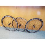 Bicycle Parts - three Shimano bicycle wheels,