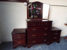 A Stag Burghley / Arundl design five-drawer bedroom chest of drawers with matching dressing mirror,