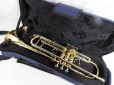 A Mirage trumpet with mouthpiece marked Mirage 5C and inscribed 78308 and carry case.