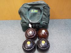 Crown Green Bowls - three pairs of crown green bowls one pair 2lbs 7ozs, 2 full bias,