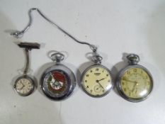 A collection of watches to include a Soviet Russian pocket watch, a Sekonda nurses watch,