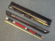 A good quality cased BCE pool cue, model Jimmy White Pool Master,