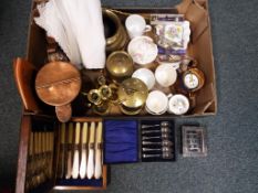 A good lot to include a quantity of brass and coper ware, a Lamp and Lighting Co.