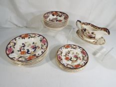Masons Ironstone - 20 pieces decorated in the Mandalay pattern comprising a gravy boat with saucer,